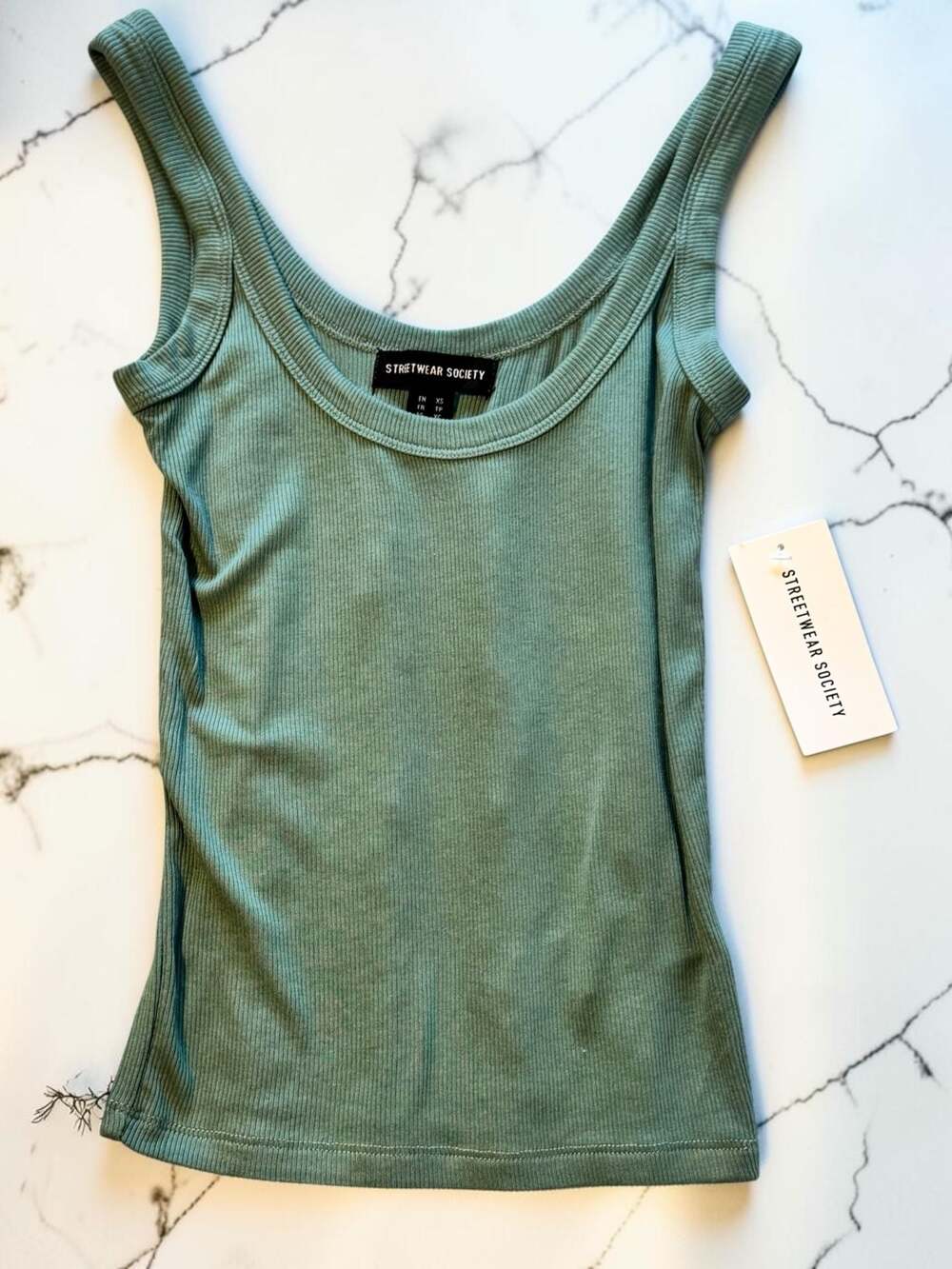 Streetwear Society Green Ribbed Tank Top